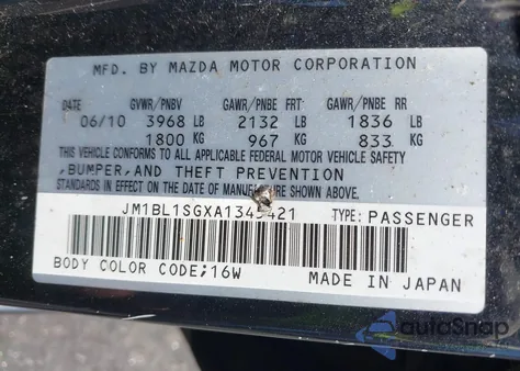 2010 Mazda Mazda3 I Touring z USA, uszkodzony, nr VIN JM1BL1SGXA1345421